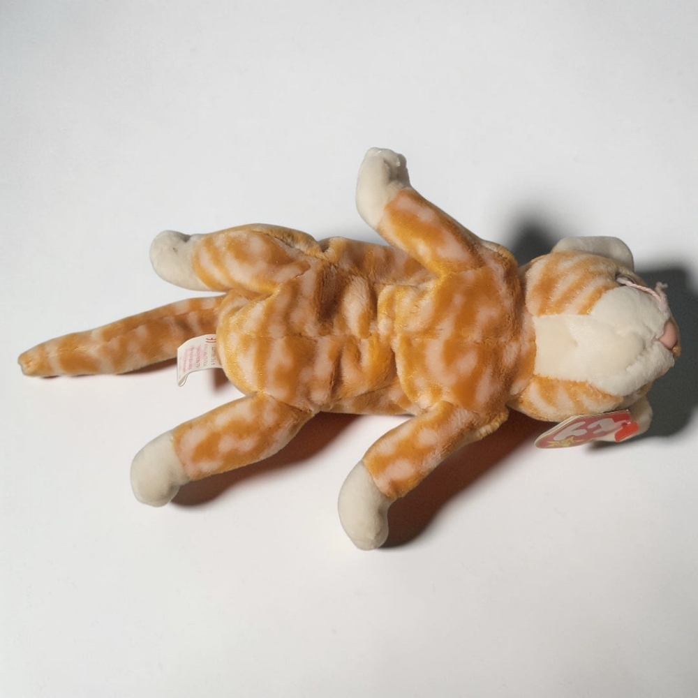 Vtg 1999 Ty Amber Tabby Cat Kitty Beanie Baby 8" - Picture 5 of 11